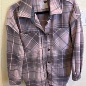 SO Plaid Jacket in Pink and Gray